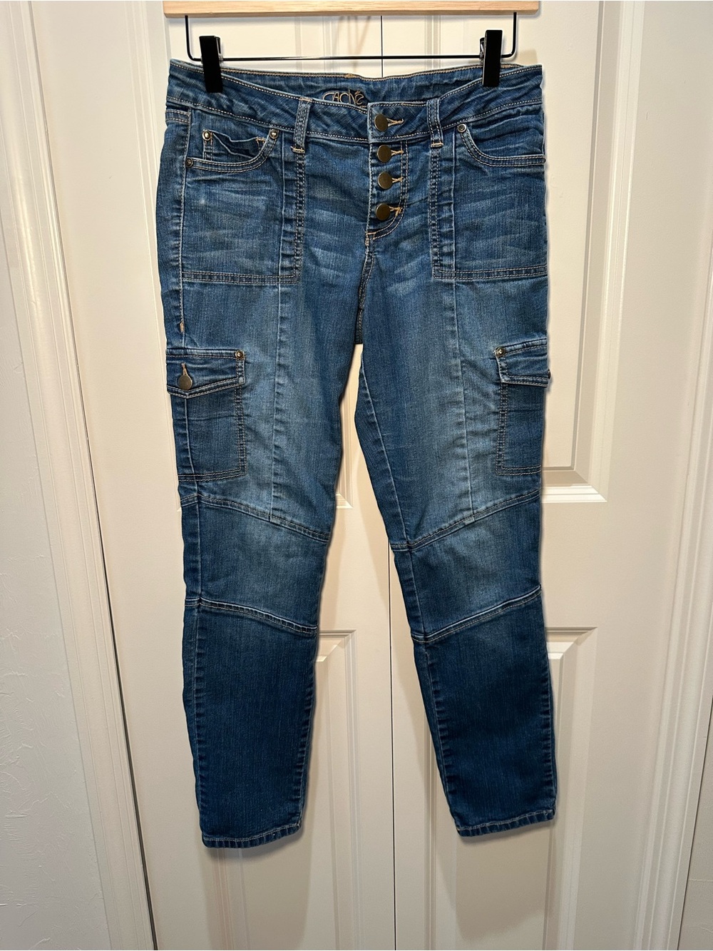 Cache Vintage Y2K Cargo Jeans with Button-Fly Size 6
